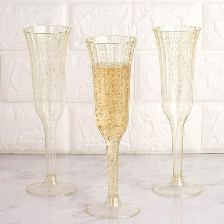 30 gold glitter Champagne flute stickers wedding invitation seals 